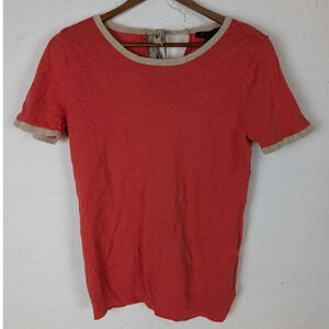 Outback Red Linen Blouse Pink Womens Small Bow Cotton T Shirt Banana Republic
